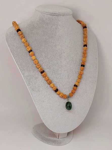 Anyolit Taşlı Rudraksha Tohum Kolye Dolama Bileklik 8mm (49702) ürün görseli