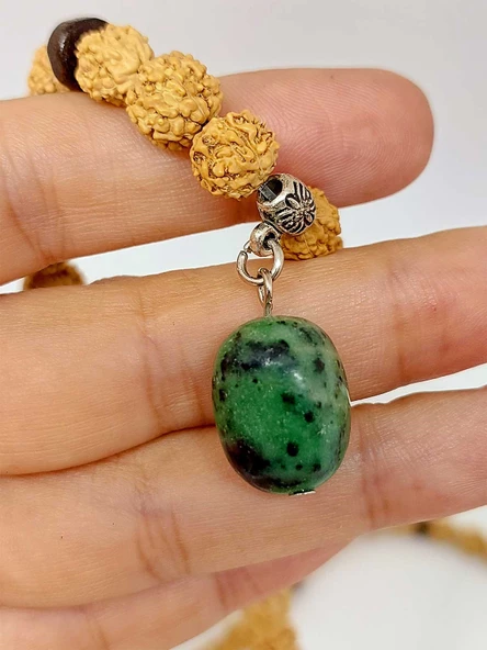 Anyolit Taşlı Rudraksha Tohum Kolye Dolama Bileklik 8mm (49702) - Resim 2