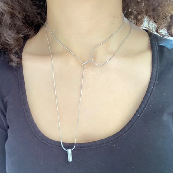 Çelik Kolye, Taşsız Kadın Kolye, Paslanmaz Çelik Kadın Kolye KLY-369 ürün görseli 1