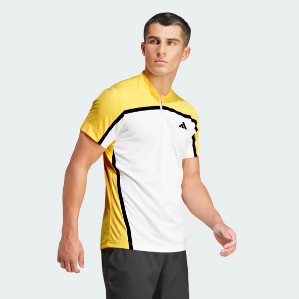 Adidas IS8969 Tennis Heat.Rdy Pro Freelift Henley Polo Erkek Sarı Tişört - 3