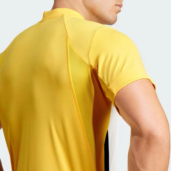 Adidas IS8969 Tennis Heat.Rdy Pro Freelift Henley Polo Erkek Sarı Tişört - 6