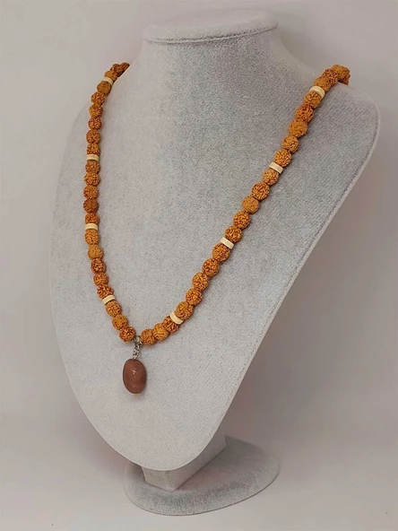 Güneş Taşlı Rudraksha Tohum Kolye Dolama Bileklik 8mm (49704) - Resim 4