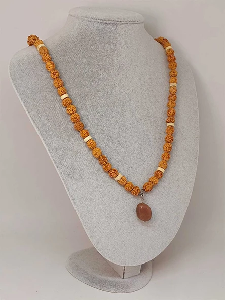 Güneş Taşlı Rudraksha Tohum Kolye Dolama Bileklik 8mm (49704) - Resim 5