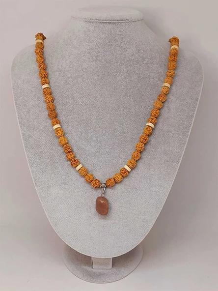 Güneş Taşlı Rudraksha Tohum Kolye Dolama Bileklik 8mm (49704) - Resim 3