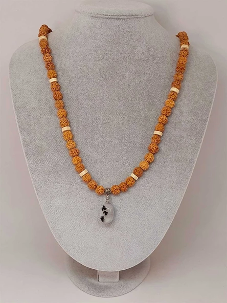 Ay Taşlı Rudraksha Tohum Kolye Dolama Bileklik 8mm (49710) - Resim 3