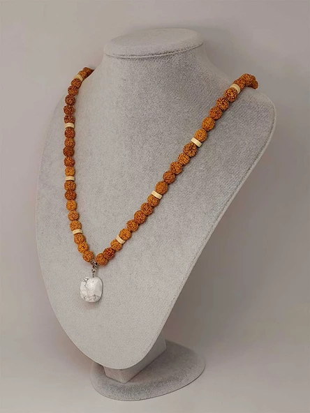 Havlit Taşlı Rudraksha Tohum Kolye Dolama Bileklik 8mm (49714) - Resim 2