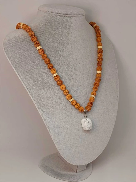 Havlit Taşlı Rudraksha Tohum Kolye Dolama Bileklik 8mm (49714) - Resim 3