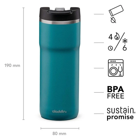 ALADDIN Java Thermavac Leak-Lock™ Çelik Termos Bardak 0,47 Lt - Mavi