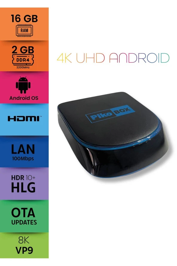 Piko Box 8K UHD Android OS  Tv Box 16GB Hafıza