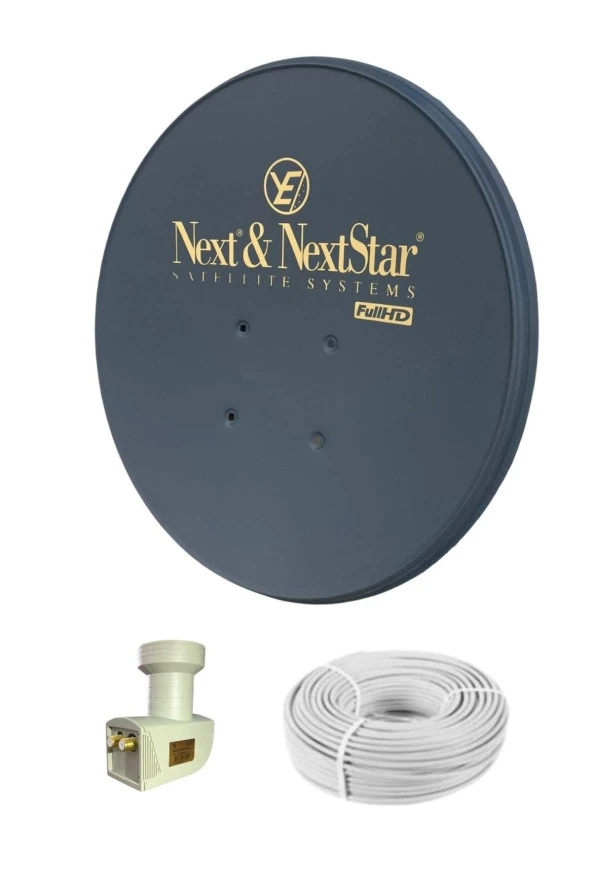 70cm Ofset Çanak Anten Siyah Full Set + Dörtlü Lnb + 45 Metre Kablo - 2