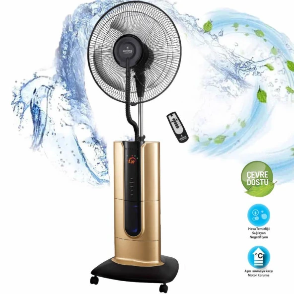 Airking Cool Pro 18'' Soğuk Buharlı, İyonizerli, Uzaktan Kumandalı Vantilatör - Gold - 2