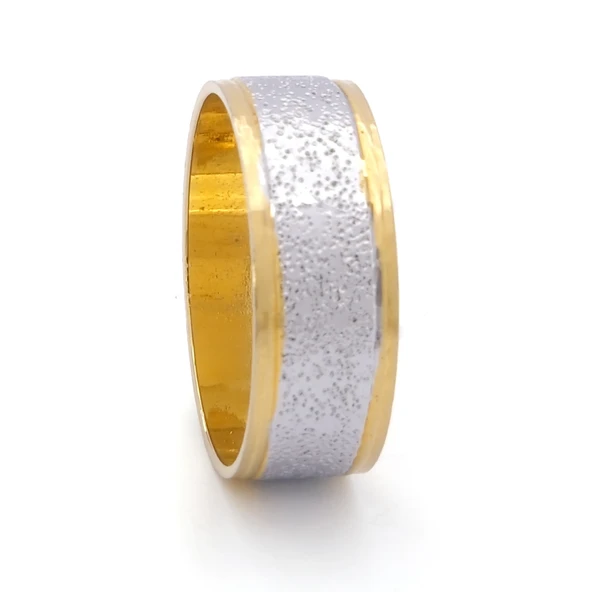 Çelik Alyans Yüzük Altın Kaplama Simli YZK-373 ürün görseli