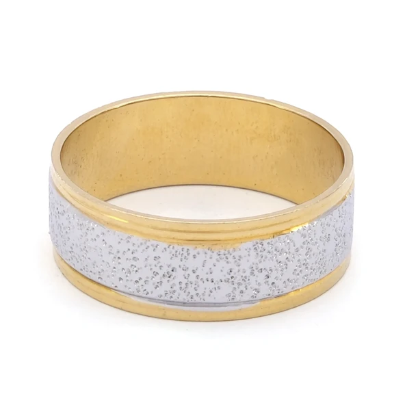 Çelik Alyans Yüzük Altın Kaplama Simli YZK-373 - Resim 3