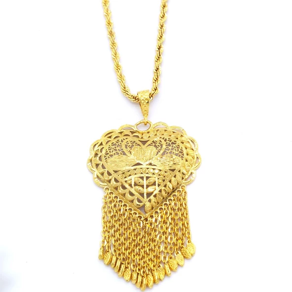 FerizZ Altın Kaplama Hint İşi Kalpli Kadın Kolye 60 cm KLY-471 ürün görseli