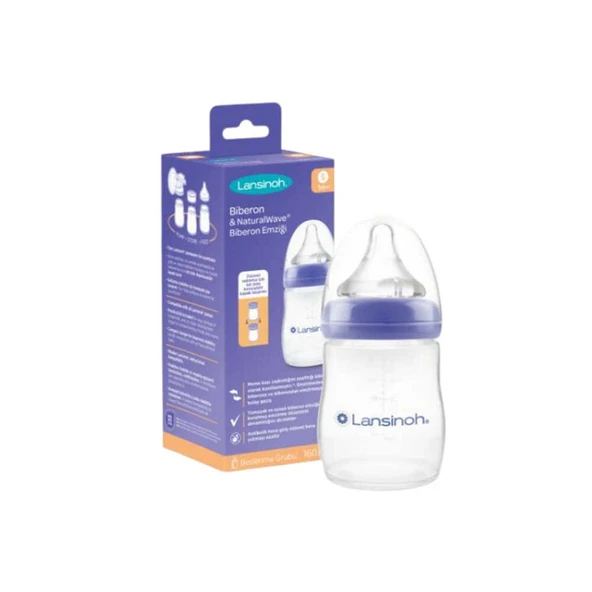Lansinoh Biberon 160ml ve NaturalWave Biberon Emziği S +1Ay