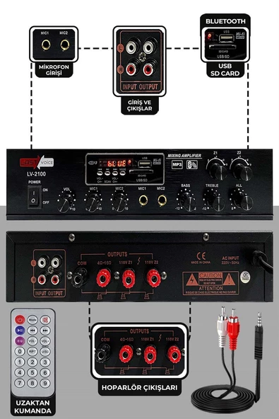Lastvoice Large Plus Paket-5 Hoparlör ve Anfi Anons Ses Sistemi Seti - 3
