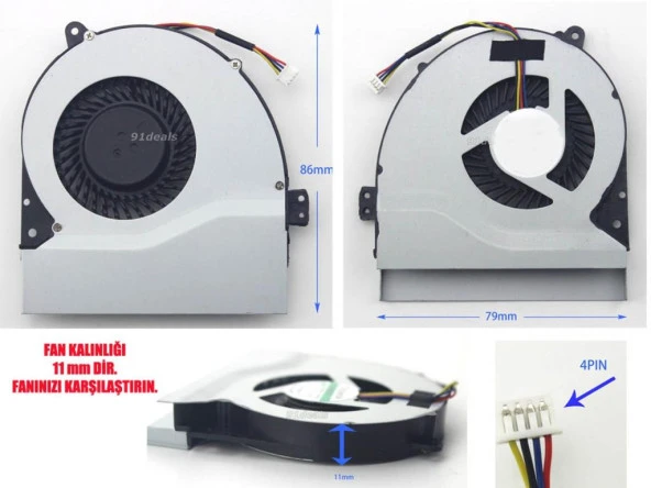 Asus X550V X550VX X550J, X550JD, X550JF, X550JX Fan Cooling (11-12mm)