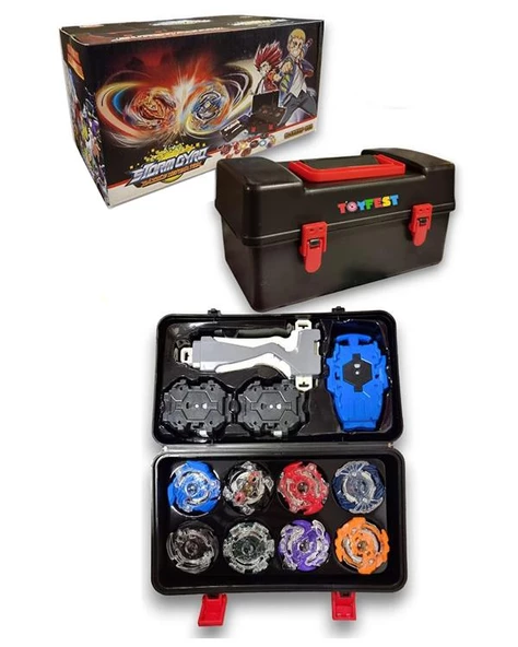 Assembled Gyro Tool Box Çantalı Beyblade Metal Topaç 8 li Set BB 888 - 3