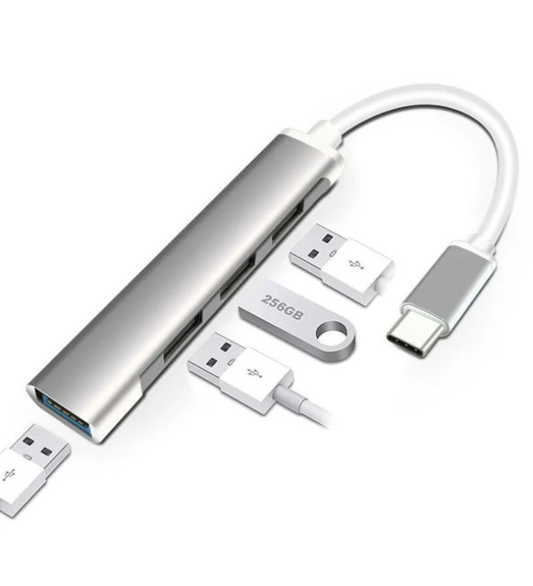 Alfalink AL-C809 USB-C to 4 port Usb 3.0 Slim Usb Çoğaltıcı