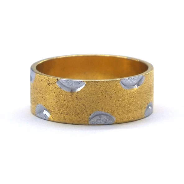 Çelik Alyans Yüzük Altın Kaplama Simli  YZK-378 - Resim 3