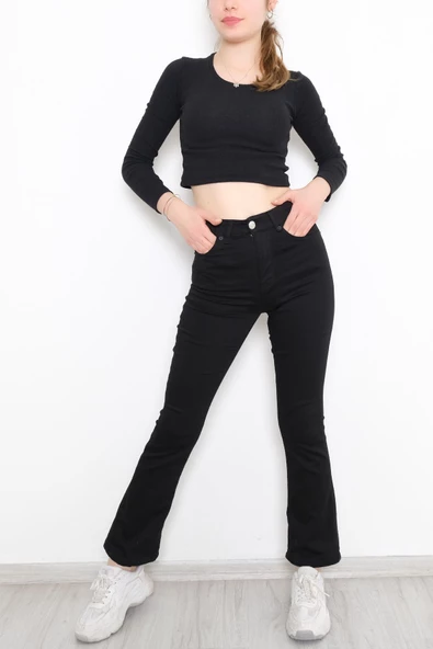 İspanyol Paça Solmayan Kot Pantolon Siyah - 1248.1431. - 5