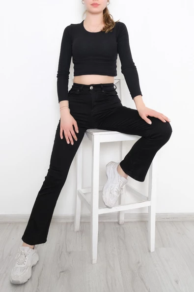 İspanyol Paça Solmayan Kot Pantolon Siyah - 1248.1431. - 8