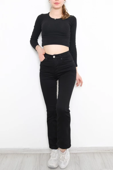 İspanyol Paça Solmayan Kot Pantolon Siyah - 1248.1431. - 6