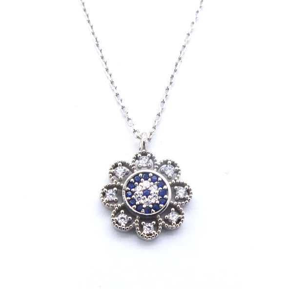 Zirkon Taşlı Çiçek Model Gümüş Kolye GK-310 ürün görseli