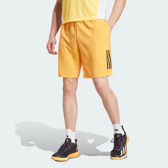 Adidas IP1889 - 9 Club 3-Stripes Tenis Shorts Erkek Sarı Şort - 2