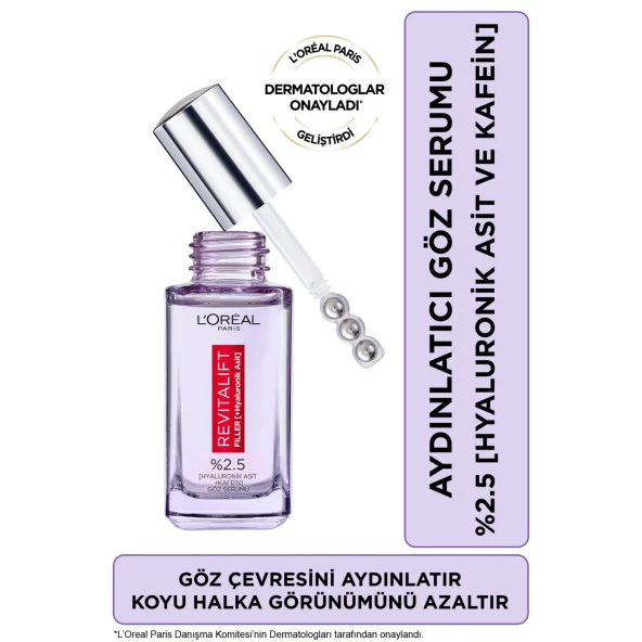 L'oreal Paris Revitalift Filler Göz Çevresini Aydınlatıcı, Koyu Halka Görünümünü Azaltan Göz Serumu 20Ml