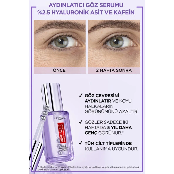 L'oreal Paris Revitalift Filler Göz Çevresini Aydınlatıcı, Koyu Halka Görünümünü Azaltan Göz Serumu 20Ml - 4
