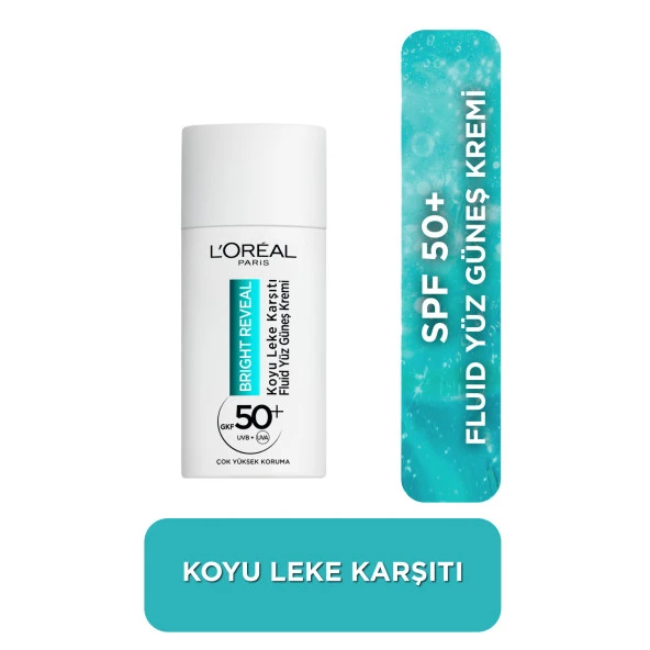 L'Oreal Paris Bright Reveal Spf 50+ Koyu Leke Karşıtı Fluid Günlük Yüz Güneş Kremi 50ml