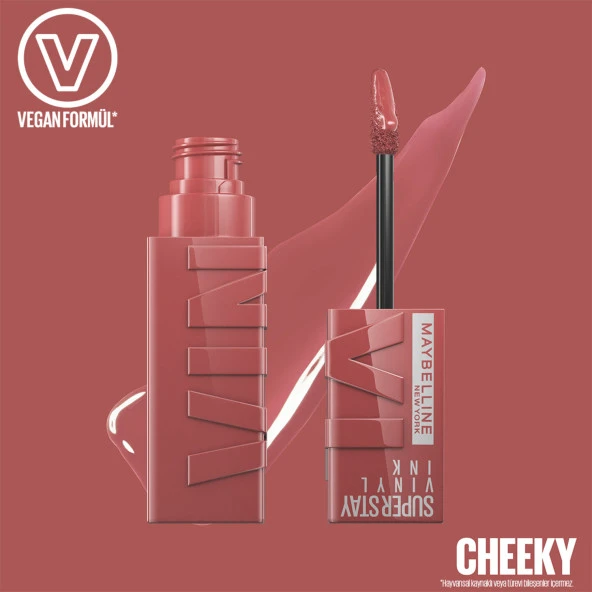 Maybelline New York Super Stay Vinyl Ink Uzun Süre Kalıcı Likit Parlak Ruj 35 Cheeky - 6