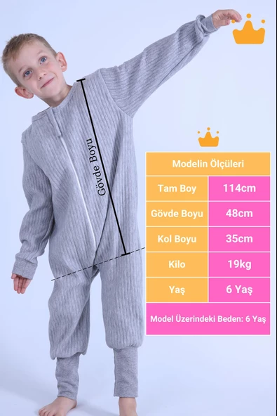 Begisa 2-8 Yaş 1.5 Tog Kapitone Çocuk Uyku Tulumu Unisex Uzun Kollu Uyku Tulumu - 3