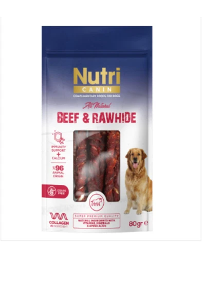 Nutri Canın  Sığır Etli Sarılı Kemik Köpek Ödülü  80 gr