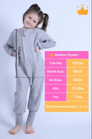 Begisa 2-8 Yaş 1.5 Tog Kapitone Çocuk Uyku Tulumu Unisex Uzun Kollu Uyku Tulumu - 5