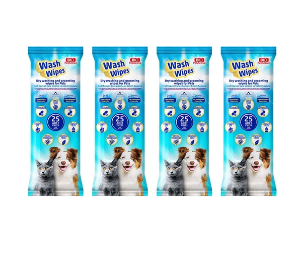 Biopetactive Wash Wipes Kuru Yıkama Bakım Havlusu X 4 Paket ürün görseli 1