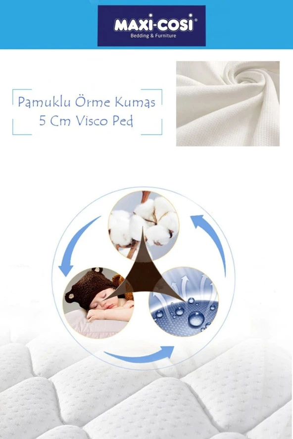 Maxi-Cosi 90x160 Cotton Ortopedik Yatak Şiltesi Visco Yatak Pedi - Resim 2