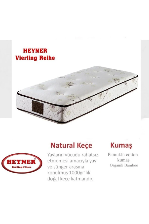 Vierling Reihe 70x180 Cm Ortopedik Yaylı Yatak Lüx Coffe Bamboo Yatak