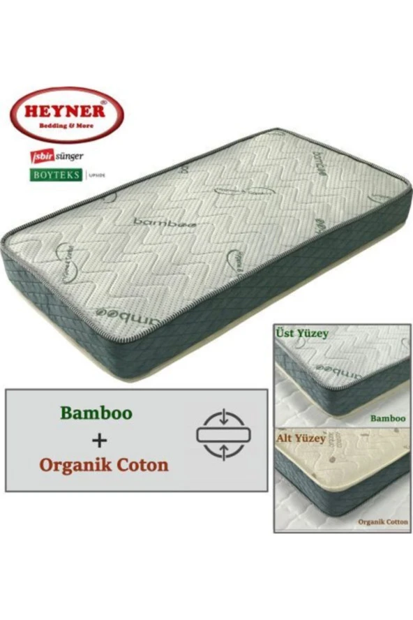 90X190 HEYNER ÇİFT YÖNLÜ BAMBOO VE ORGANİC COTTON YAYLI YATAK 90x190 ORTOPEDİK YAYLI YATAK