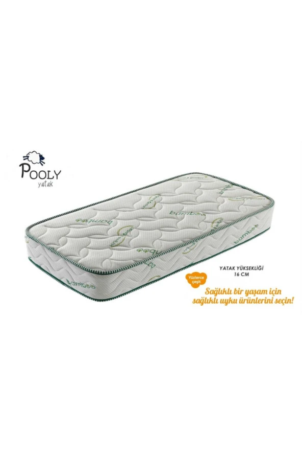 110x170 Pooly Ortopedik Yaylı Yatak Bambu 110*170 16cm Soft Ortopedik Bambu Tek Kişilik Yaylı Yatak