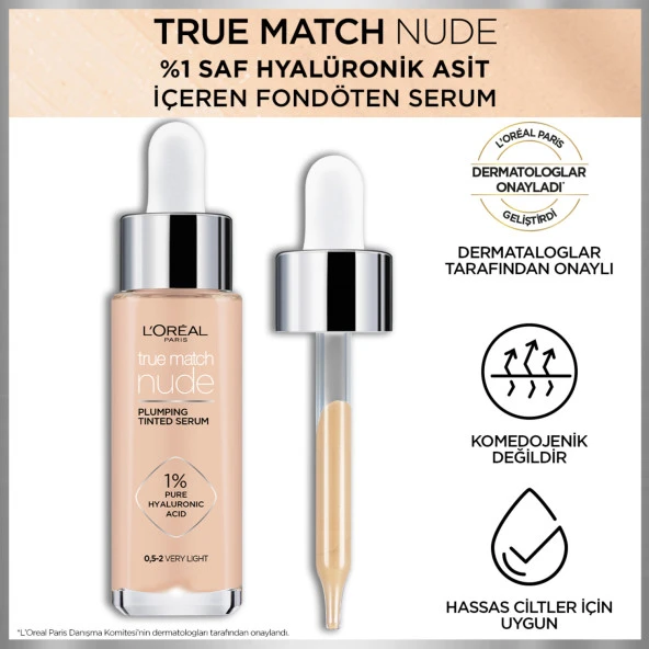L'Oréal Paris True Match Nude Fondöten Serum 0.5-2 Very Light - 8