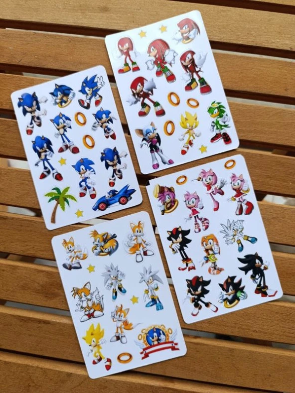 Kirpi Sonic Sticker Etiket Seti 4 sayfa a6 Boy - 3