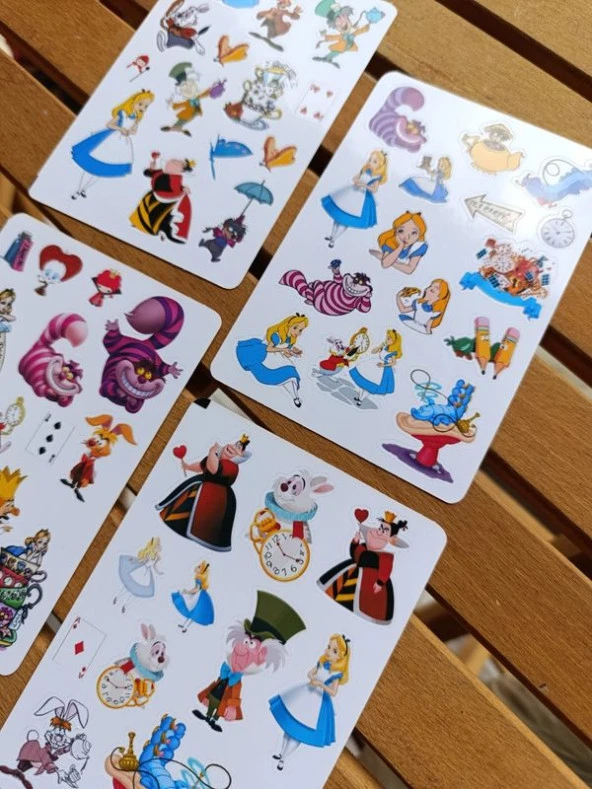 Alice Harikalar Diyarında Sticker Etiket Seti 4 sayfa a6 Boy - 3