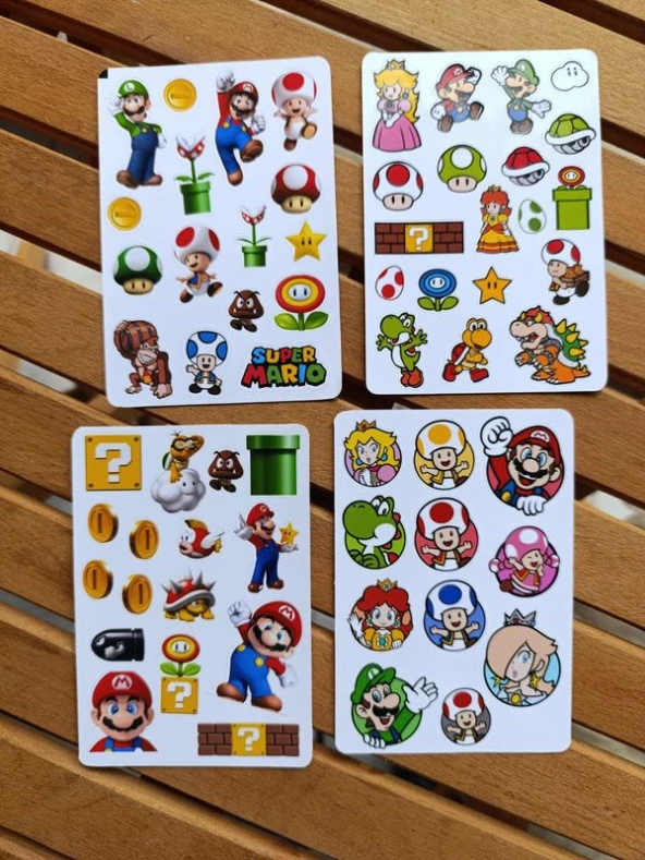 Süper Mario Sticker Etiket Seti 4 sayfa a6 Boy - 3