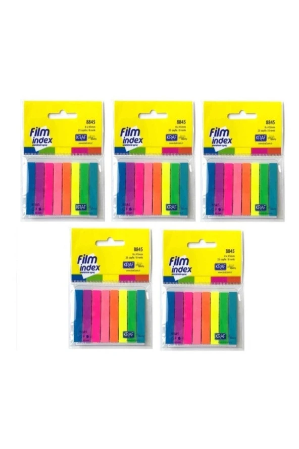 Film Index Şeffaf Plastik Ayraç 8 Renk X 25 Sayfa 8845 5'li Set ürün görseli