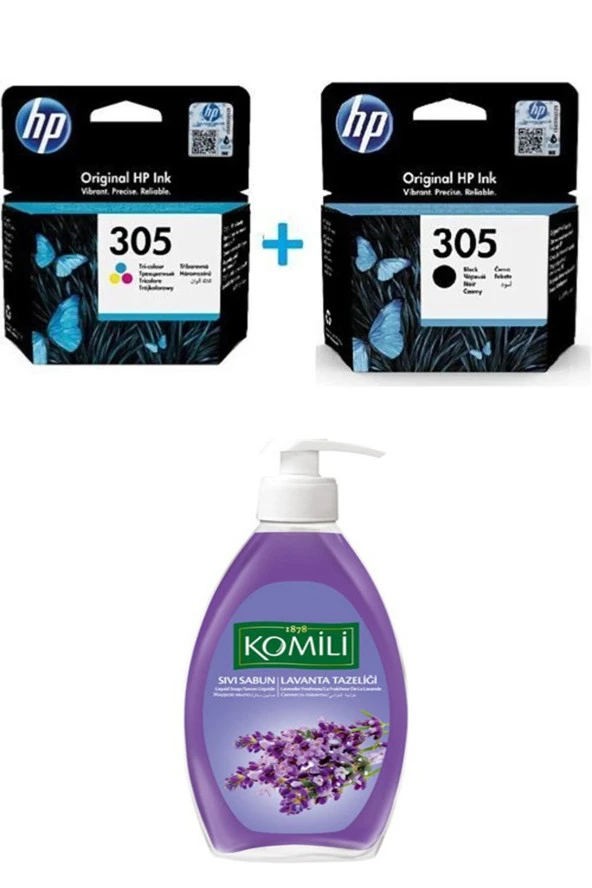 305 Renkli Ve Siyah 2'li Set Ve Komili Sıvı Sabun Lavanta Tazeliği 400 ml Hediye