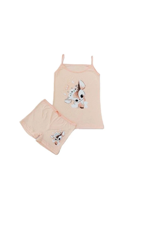 6 lı Kız Bebek & Çocuk Pamuk Likralı Renkli  Atlet  Boxer  Takım - Resim 4