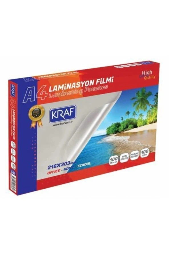 A4 Laminasyon Filmi - Parlak A4 100 Mikron 100'lü