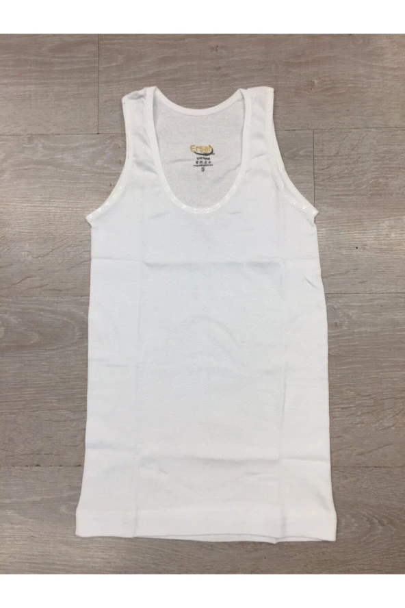 Kız Çocuk Ribana Beyaz Kalın Askılı Atlet ürün görseli